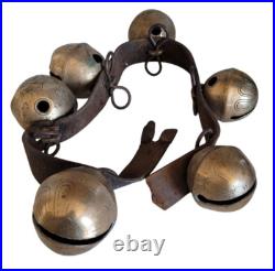 Set of 6 Antique Sleigh Bells 2.5, and 3 H. H. Bevin 27