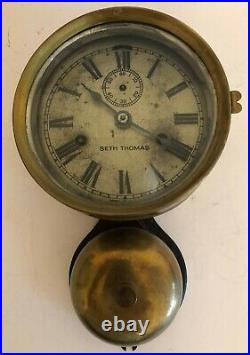 Seth Thomas Brass Ship's Clock With Outside Bell