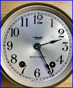 Seth Thomas Brass Ships Bell Clock and Barometer c. 1941 Nice Set