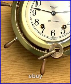 Seth Thomas Brass Ships Bell Clock and Barometer c. 1941 Nice Set