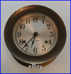 Seth Thomas Corsair Ship's Bells Clock, Solid Brass No Key