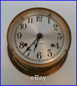 Seth Thomas Corsair Ship's Bells Clock, Solid Brass No Key