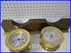 Seth Thomas Helmsman Corsair Ships Bell Clock E537 Barometer & Stand working