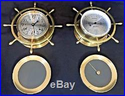 Seth Thomas Helmsman Ships Bell 4 Dial Clock Barometer & Mahogany Stand Working