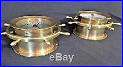 Seth Thomas Helmsman Ships Bell 4 Dial Clock Barometer & Mahogany Stand Working