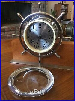 Seth Thomas Helmsman chrome ships bell clock and barometer 11 jewels