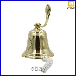 Ship Bell Brass Gold Braided Rope 17.5CM Decorative Nautical-Style Interior