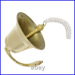 Ship Bell Brass Gold Braided Rope 17.5CM Decorative Nautical-Style Interior