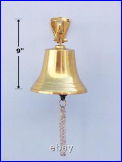 Ship's Bell Brass Plated Solid Aluminum 5.5 Nautical Hanging Wall Decor New
