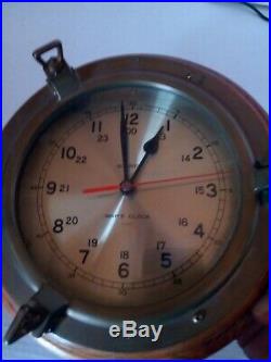 Ship's Clock Bell Clock Co Quartz Brass/Oak USA