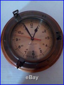 Ship's Clock Bell Clock Co Quartz Brass/Oak USA