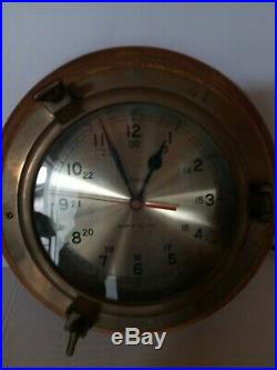 Ship's Clock Bell Clock Co Quartz Brass/Oak USA