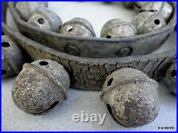 Sleigh Bells Egg Stamped sz 2 Brass Rivet 44 Strap c1890s Christmas Jingle Horse