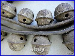 Sleigh Bells Egg Stamped sz 2 Brass Rivet 44 Strap c1890s Christmas Jingle Horse