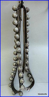 Sleigh Bells Egg Stamped sz 2 Brass Rivet 44 Strap c1890s Christmas Jingle Horse