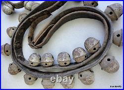 Sleigh Bells Egg Stamped sz 2 Brass Rivet 44 Strap c1890s Christmas Jingle Horse