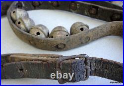 Sleigh Bells Egg Stamped sz 2 Brass Rivet 44 Strap c1890s Christmas Jingle Horse