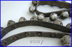 Sleigh Bells Egg Stamped sz 2 Brass Rivet 44 Strap c1890s Christmas Jingle Horse