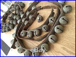 Sleigh Bells Ringing Antique Leather Strap With 55 Brass Bells-great Sound