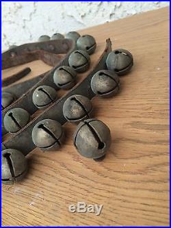 Sleigh Bells Ringing Antique Leather Strap With 55 Brass Bells-great Sound