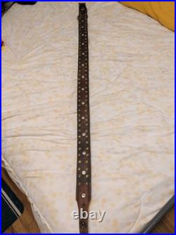 Sleigh Bells with Leather Strap Unbrand Brass Bronze Vtg 4ft Long 14 Bells Heart