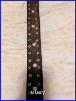 Sleigh Bells with Leather Strap Unbrand Brass Bronze Vtg 4ft Long 14 Bells Heart