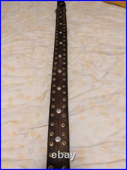 Sleigh Bells with Leather Strap Unbrand Brass Bronze Vtg 4ft Long 14 Bells Heart