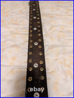 Sleigh Bells with Leather Strap Unbrand Brass Bronze Vtg 4ft Long 14 Bells Heart
