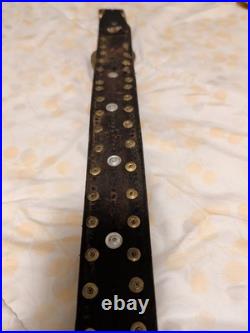 Sleigh Bells with Leather Strap Unbrand Brass Bronze Vtg 4ft Long 14 Bells Heart