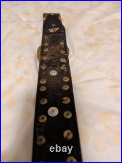Sleigh Bells with Leather Strap Unbrand Brass Bronze Vtg 4ft Long 14 Bells Heart