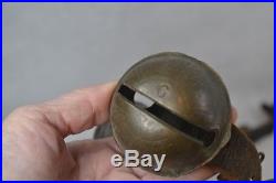 Sleigh bells brass 70 leather strap 25 bells 2.5 across original antique best