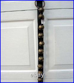Sleighbells/Strap 43.5 Leather 10 Antique Brass Bells