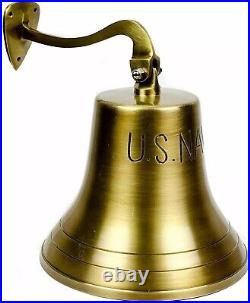 Solid Big Brass 10 US Navy Ship Bell Nautical Replica For Wall Hanging Gift