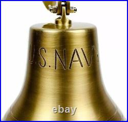 Solid Big Brass 10 US Navy Ship Bell Nautical Replica For Wall Hanging Gift