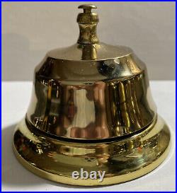 Solid Brass Base And Top With Bronze Bell Vintage Hotel Working Desk Service Bell