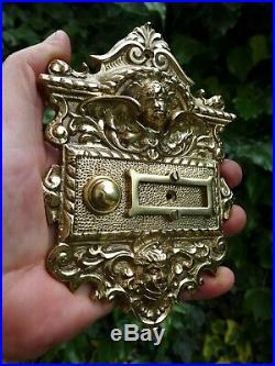 Solid Brass Decorative Large Push Bell Plate & Space Name Cherub Angel Project