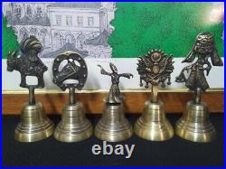 Solid Brass Hand Bell, School Bell Call Service Bell Dinner Bell Set 5 pcs
