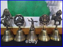 Solid Brass Hand Bell, School Bell Call Service Bell Dinner Bell Set 5 pcs