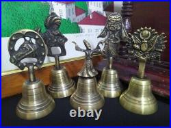 Solid Brass Hand Bell, School Bell Call Service Bell Dinner Bell Set 5 pcs