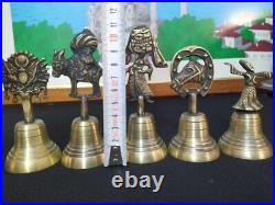 Solid Brass Hand Bell, School Bell Call Service Bell Dinner Bell Set 5 pcs