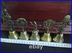 Solid Brass Hand Bell, School Bell Call Service Bell Dinner Bell Set 5 pcs