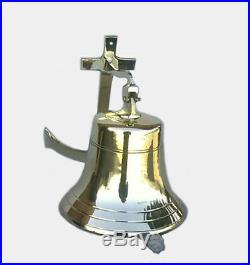 Solid Brass Ship's Bell 8 with Anchor Bracket Nautical Hanging Wall Decor New