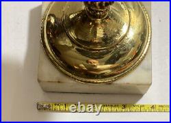 Solid Bronze Bell Brass Base Vintage Hotel Working Desk Bell On Granite Stand