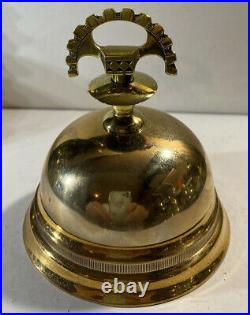 Solid Bronze Bell Ornate Brass Top Hotel Working Service Desk Vintage Antique