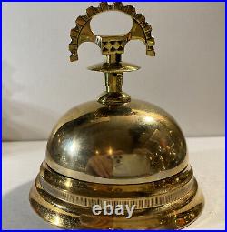 Solid Bronze Bell Ornate Brass Top Hotel Working Service Desk Vintage Antique