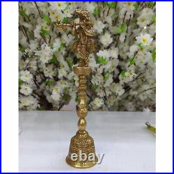Standing Krishna Hand Bell for Temple Pooja Aarti Bell Ghanti for Puja Decor