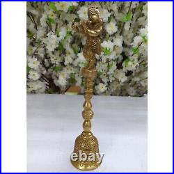 Standing Krishna Hand Bell for Temple Pooja Aarti Bell Ghanti for Puja Decor
