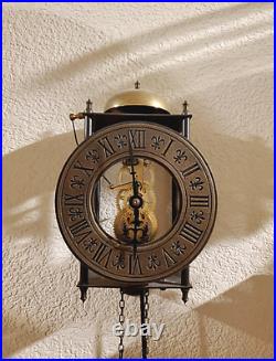 Steampunk Gravity Wall Clock Pendulum & Weight Hourly Bell Chime Roman Numerals