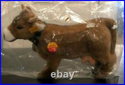 Steiff Bertha Cow 072925 32cm Leather Collar withBrass Bell New in Plastic