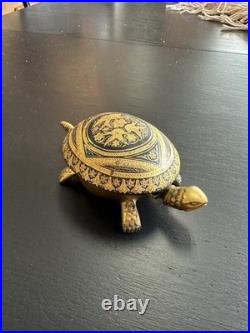 Stunning Rare Vintage Wind Up Hotel Turtle Bell Boj Eibar Spain Brass Works